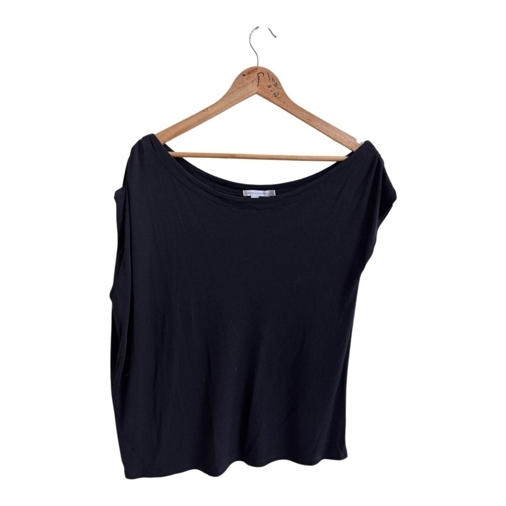 Threads 4 Thought Black Asymmetric Cap Sleeve Knit Womens Size XL Pullover